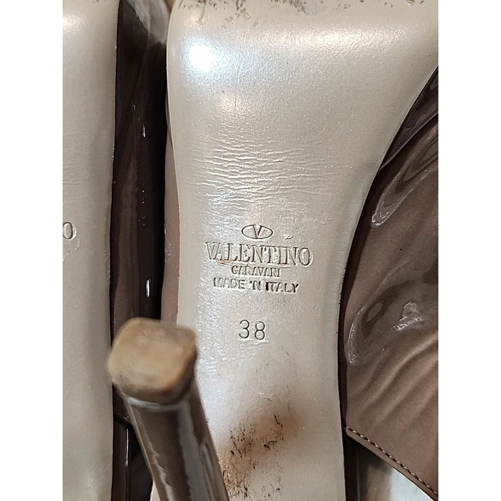 Valentino Garavani Shoes‎ Womens 7 Leather Heels Stilettos Beige Bow Designer US